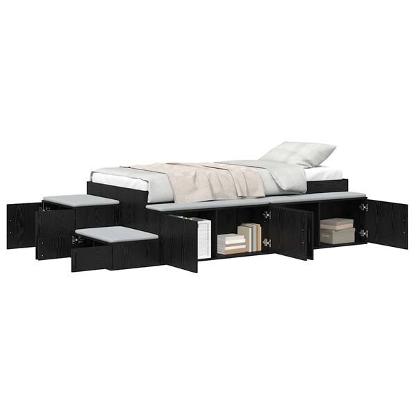 vidaXL | Aufbewahrungsbettgestell | Schwarz Eichen-Optik 80 cm
