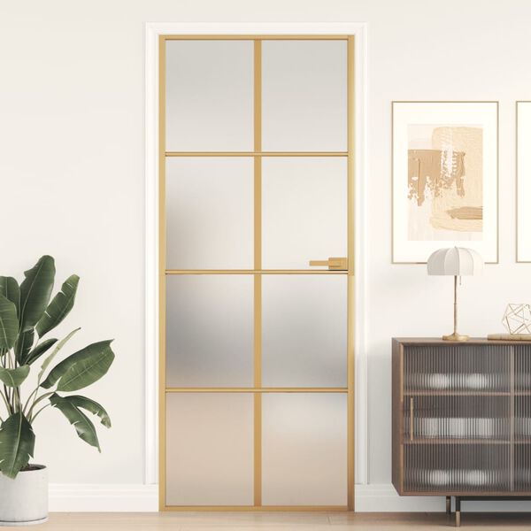 vidaXL Innent&uuml;r Schlank Golden 83x201,5 cm Hartglas und Aluminium