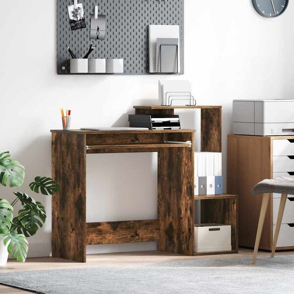 vidaXL Tisch mit Regal R&auml;uchereiche 106 x 40 x 88,5 cm Holzwerkstoff