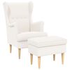 vidaXL Sessel mit Fu&szlig;hocker 2 stk. Creme Boucl&eacute;