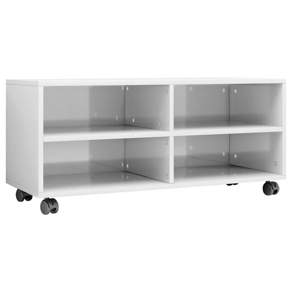 vidaXL TV-Schrank mit Rollen Hochglanz-Weiß 90x35x35 cm Holzwerkstoff