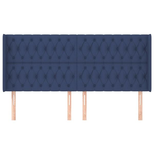 vidaXL Kopfteil mit Ohren Blau 183x16x118/128 cm Stoff