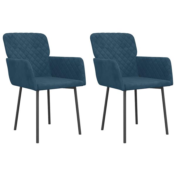 vidaXL Esszimmerst&uuml;hle 2 Stk. Blau Samt