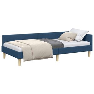 vidaXL Eckbettgestell mit Kopfteil Blau 80 x 200 cm Stoff