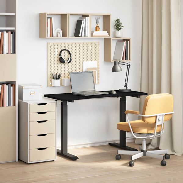 vidaXL Schreibtisch mit Speicher Schwarz und Dunkelbraun 120 x 60 cm