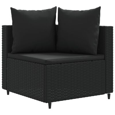 vidaXL 6-tlg. Garten-Sofagarnitur mit Kissen Schwarz Poly Rattan