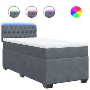 vidaXL Boxspringbett mit Matratze Dunkelgrau Einzelbett Samt