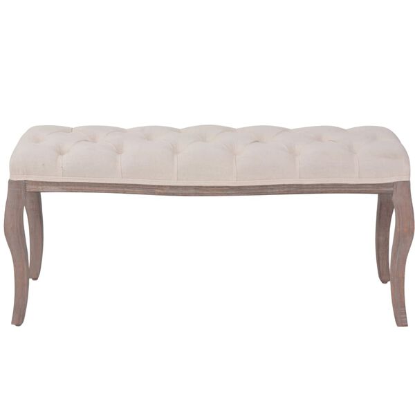 vidaXL Bank Leinen Massivholz 110 x 38 x 48 cm Cremewei&szlig;