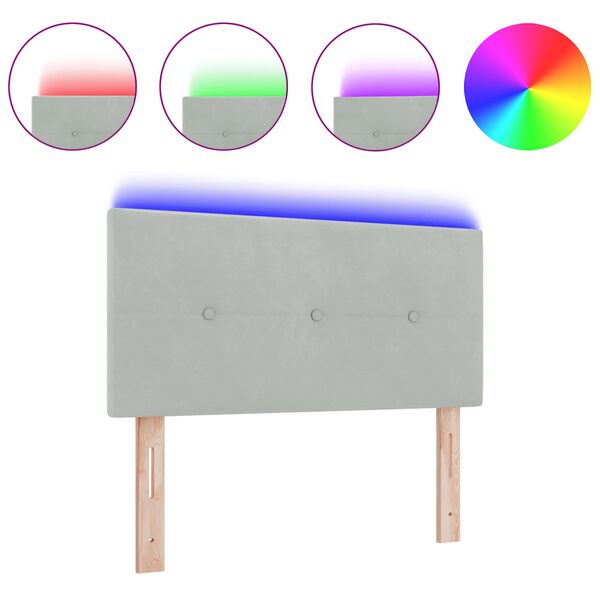 vidaXL LED Kopfteil mit LED-Lichtleisten Hellgrau 90 cm Polyester