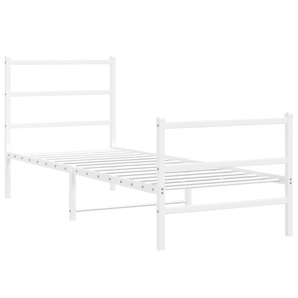 vidaXL Bettgestell mit Kopf- und Fu&szlig;teil Metall&nbsp;Wei&szlig; 80x200 cm