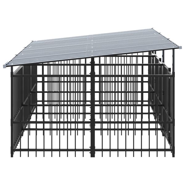 vidaXL Outdoor-Hundezwinger mit Dach Stahl 5,63 m&sup2;