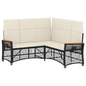 vidaXL Garten Liegesofa Set 5-Sitzanzahl Schwarz und Cremewei&szlig;
