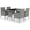 vidaXL 5-tlg. Garten-Essgruppe Poly Rattan Anthrazit und Grau