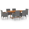 vidaXL 7-tlg. Garten-Essgruppe Poly Rattan Grau