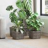 vidaXL Blumentopfkorb mit Speicher 3 pcs Grau Kubu Rattan