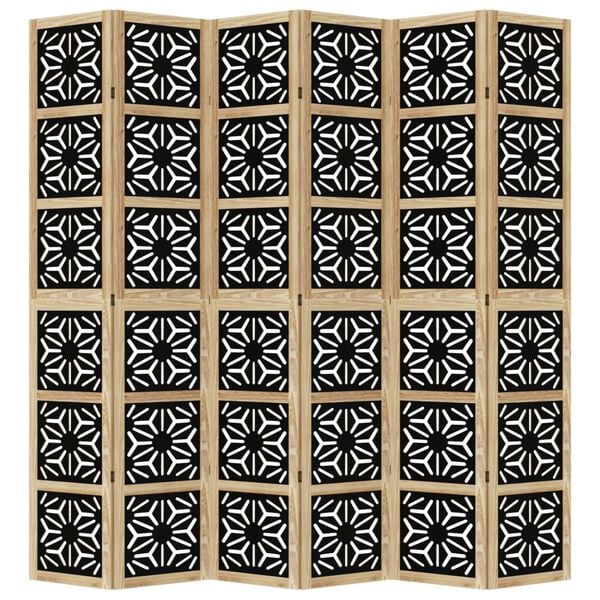 vidaXL 6-tlg. Raumteiler Braun und Schwarz Massivholz Paulownia