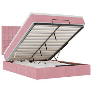 vidaXL Ottoman-Bett mit Matratzen Rosa 140x190 cm Samt