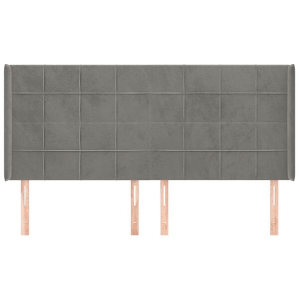 vidaXL Kopfteil mit Ohren Hellgrau 183x16x118/128 cm Samt