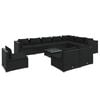 vidaXL 11-tlg. Garten-Lounge-Set mit Kissen Poly Rattan Schwarz