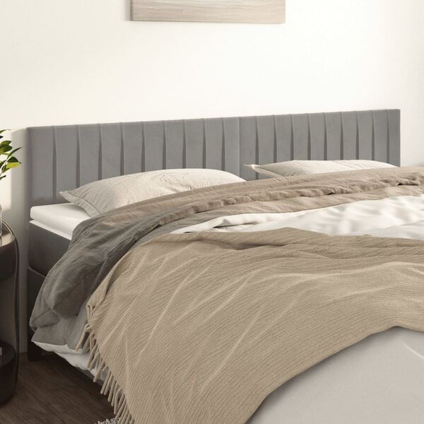 vidaXL Kopfteile 2 Stk. Hellgrau 80x5x78/88 cm Samt