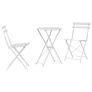 vidaXL Klapp Bistro Set 3 stk. Wei&szlig; Stahl