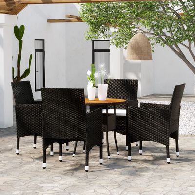 vidaXL 5-tlg. Garten-Essgruppe Poly Rattan Schwarz