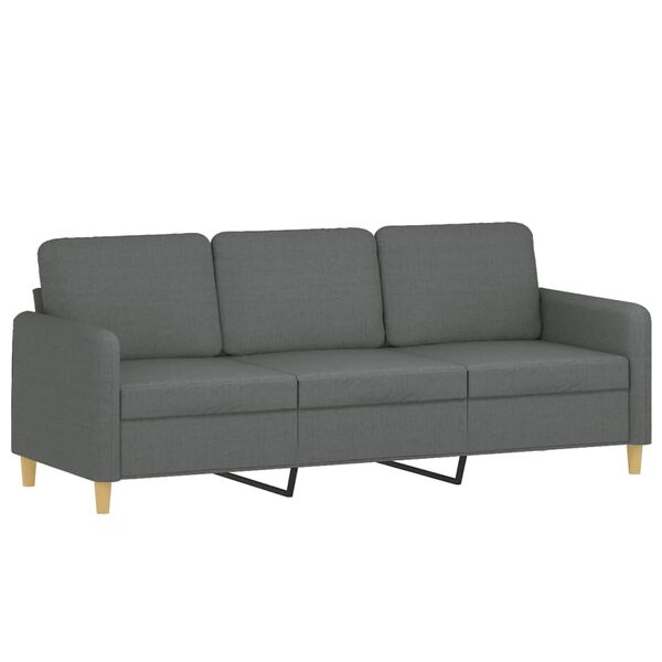 vidaXL 2-tlg. Sofagarnitur mit Kissen Dunkelgrau Stoff