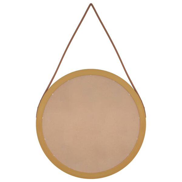 vidaXL Wandspiegel mit Riemen Golden &Oslash; 45 cm