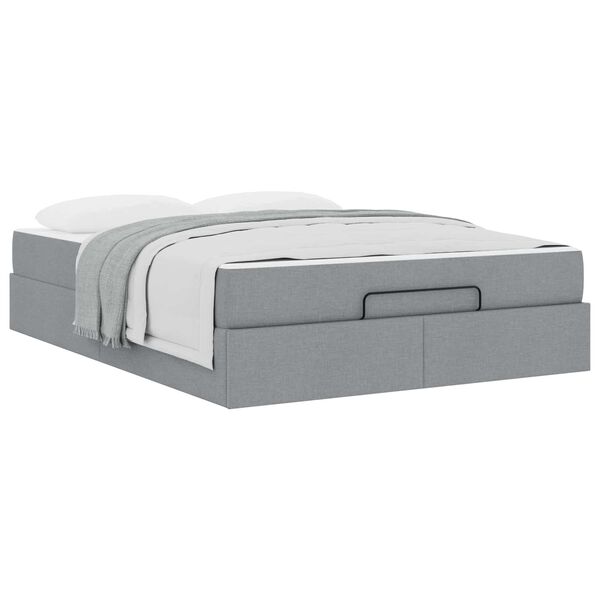 vidaXL Bettgestell mit Matratze mit Matratze 2 pcs Hellgrau Stoff