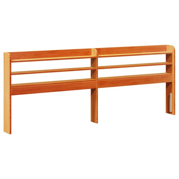 vidaXL Kopfteil mit Ablagen Wachsbraun 200 cm Massivholz Kiefer