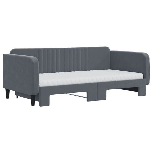 vidaXL Tagesbett Ausziehbar mit Matratzen Dunkelgrau 90x190 cm Samt