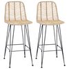 vidaXL Barstuhl 2 stk. Natur 44 x 52 x 111 cm Rattan und Eisen
