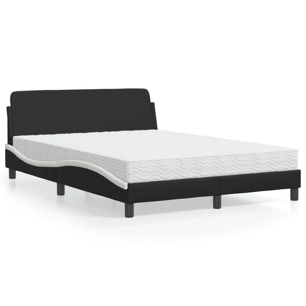 vidaXL Bett mit Matratze "Dover" Schwarz und Wei&szlig; 140x200 cm Kunstleder