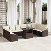 vidaXL Garten-Sofa-Set mit Kissen mit Speicher 11 pcs Braun und Creme