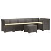 vidaXL 6-Sitzer Garten Sofa mit Kissen Rattan Look PP Hellgrau