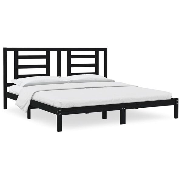 vidaXL Massivholzbett Schwarz Kiefer 200x200 cm