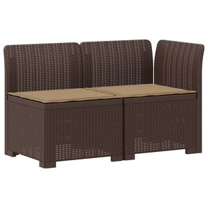 vidaXL 2-Sitzer Garten-Sofa mit Kissen Rattan-Look 2-Sitzer PP Braun