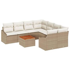 vidaXL Gartensofa-set 9 stk. Beige und Creme Poly-Rattan