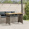vidaXL Gartentisch mit Holzplatte Grau 110x68x70 cm Poly Rattan
