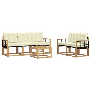 vidaXL Outdoor-Sofagarnitur 6 Stk. Wei&szlig; und Creme