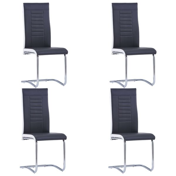 vidaXL Freischwinger 4 Stk. Schwarz Kunstleder