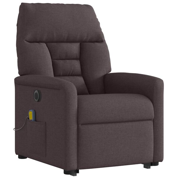 vidaXL Elektrischer Massagesessel mit Aufstehhilfe Dunkelbraun Stoff