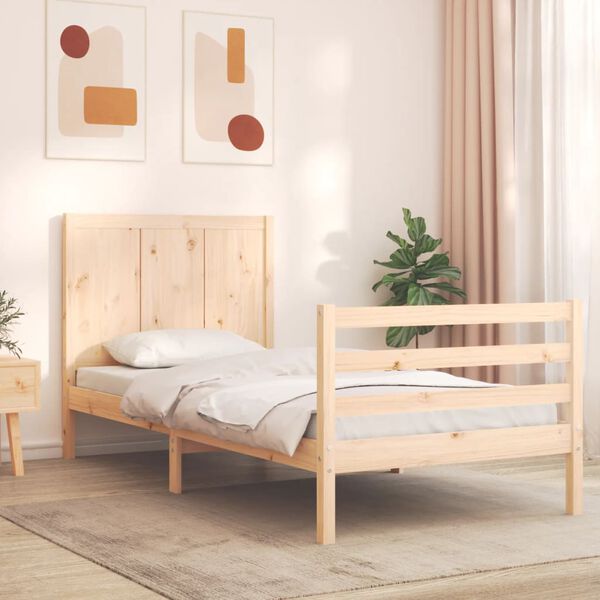 vidaXL Massivholzbett mit Kopfteil 100x200 cm