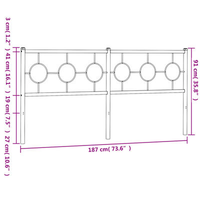 vidaXL Kopfteil Metall Schwarz 180 cm