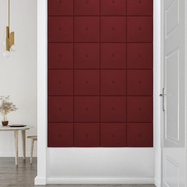 vidaXL Wandpaneele 12 Stk. Weinrot 30x30 cm Stoff 1,08 m&sup2;