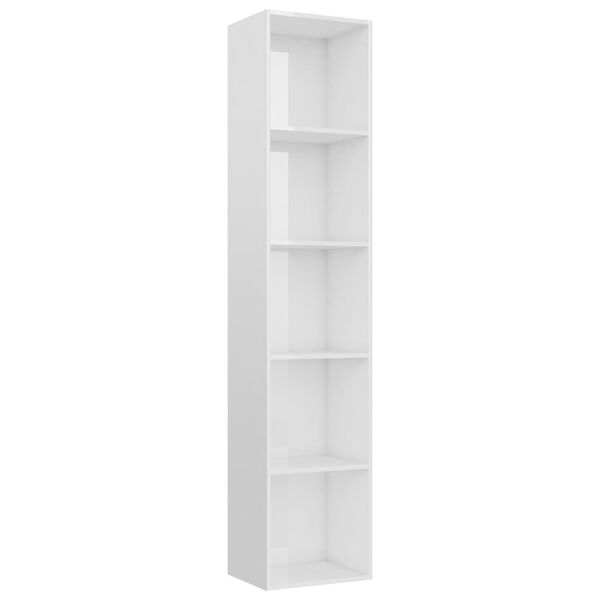 vidaXL B&uuml;cherregal Hochglanz-Wei&szlig; 40x30x189 cm Holzwerkstoff