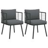 vidaXL Gartenst&uuml;hle 2 Stk. mit Kissen Schwarz Poly Rattan