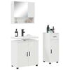 vidaXL Badezimmerm&ouml;bel-Set 3 pcs Hochglanz Wei&szlig; Holzwerkstoff & Metall