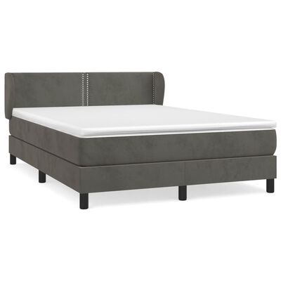 vidaXL Boxspringbett mit Matratze Dunkelgrau 140x200 cm Samt