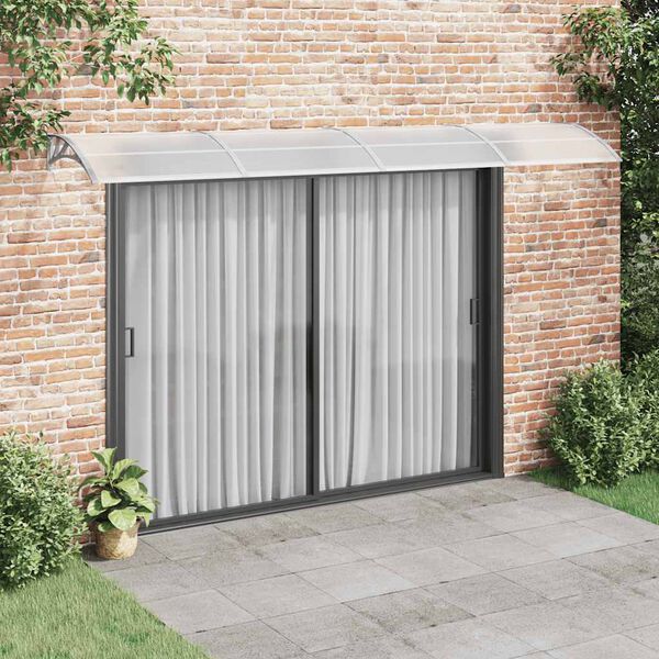 vidaXL T&uuml;rvordach Grau und Transparent 400x75 cm Polycarbonat
